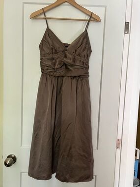 Vintage Jacob 100% Silk Fairy Whimsygoth Prom Taupe/Copper Dress 90s Y2K 6